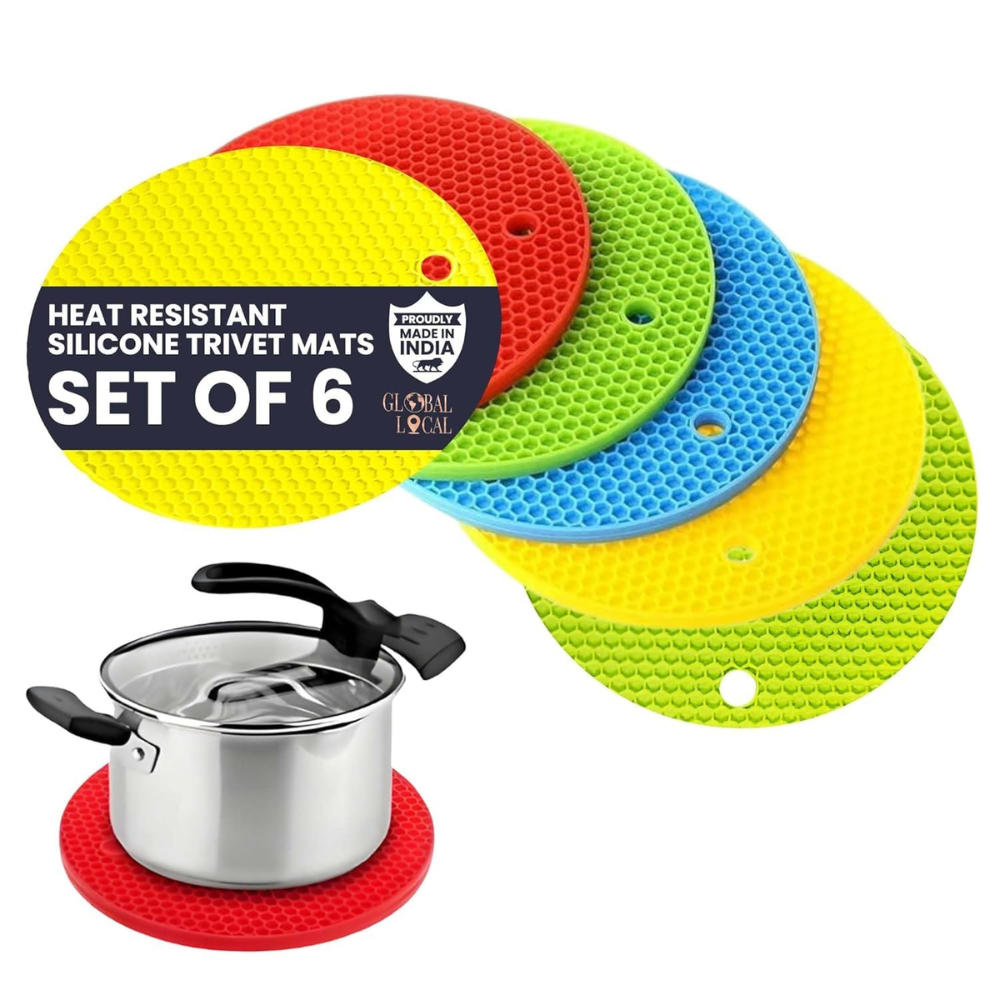 Zuku 4 pcs Silicone Mat for Kitchen Coaster for Dining Table for Hot Pots Trivets for Dining Table Hot Pot Stand Heat Resistant Mats/Pads Silicone Holder for Hot Utensils Silicone Coaster