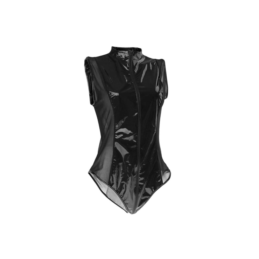 BNF Patent Leather Jumpsuit Lingerie Leotard M  Clothing Shoes & Accessories  Mens Clothing  Underwear  1 Piece Patent Leather Bodysuit Black