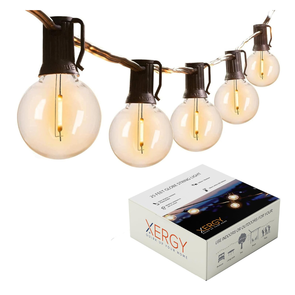 Outdoor String Lights 25 Feet G40 Globe Lights with 25 Edison Break Proof Bulbs +1 Extra Bulb, Light for Backyard Terrace Garden Balcony Party Decor Diwali Lights for Home Decoration