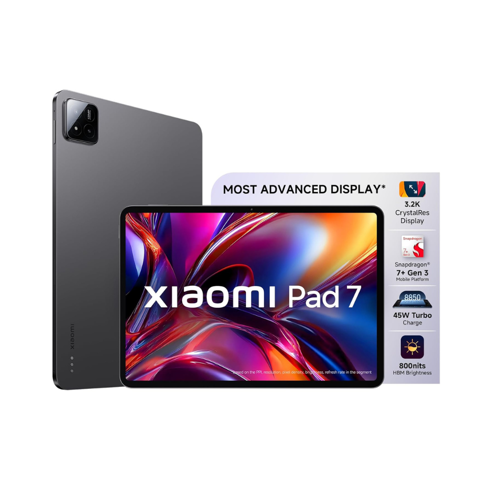Xiaomi Pad 7 |Qualcomm Snapdragon 7+ Gen 3 |28.35cm(11.16") Display |12GB, 256GB |3.2K CrystalRes Display |HyperOS 2 |68 Billion+ Colours |Dolby Vision Atmos |Quad Speakers |Wi-Fi 6e |Graphite Grey