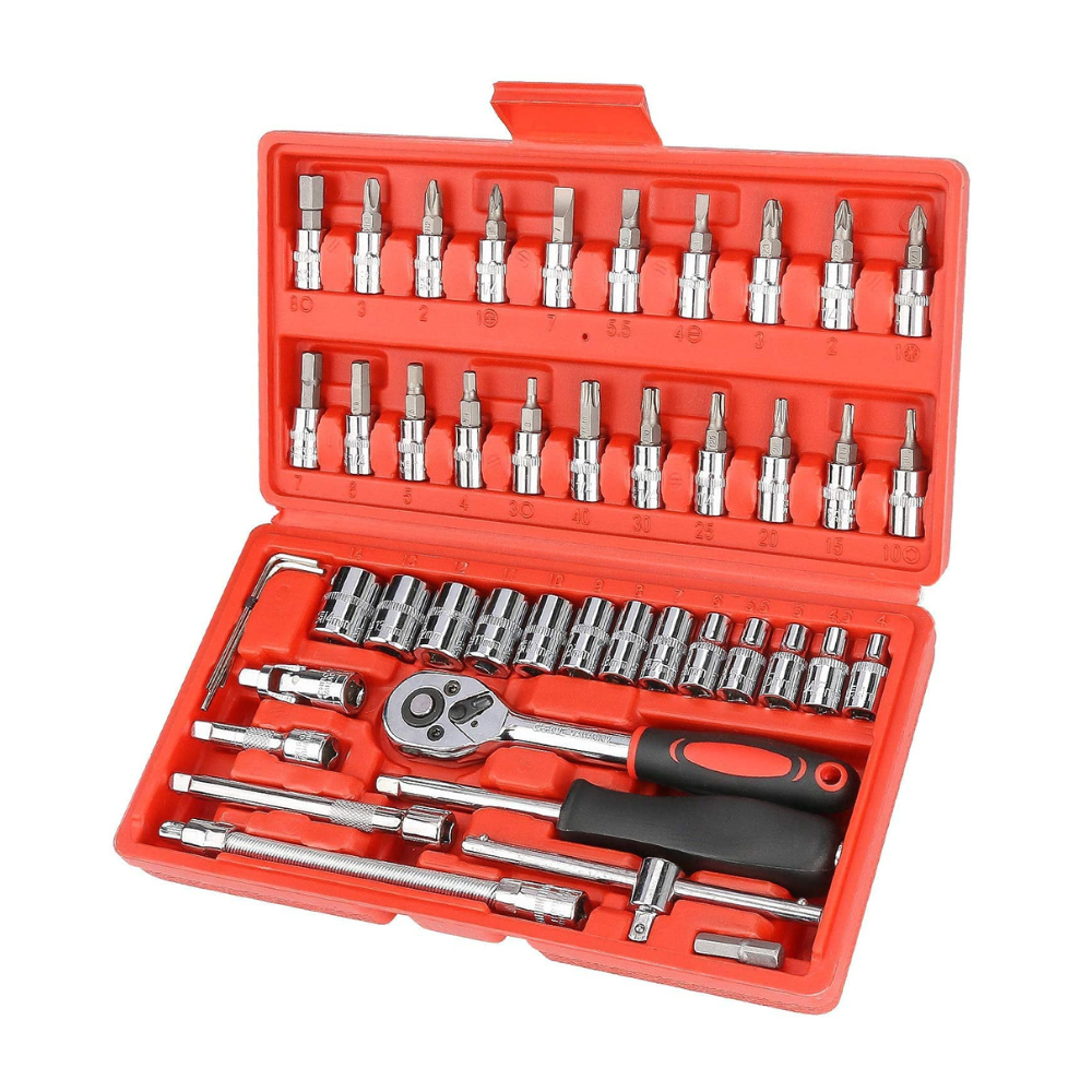 Zaptec 46 Piece 14 Socket Set Goti Pana with Ratchet Wrench For Car, Bike, Cycle Repairing, DIY Projects, Home & Automobile Vehicle Service