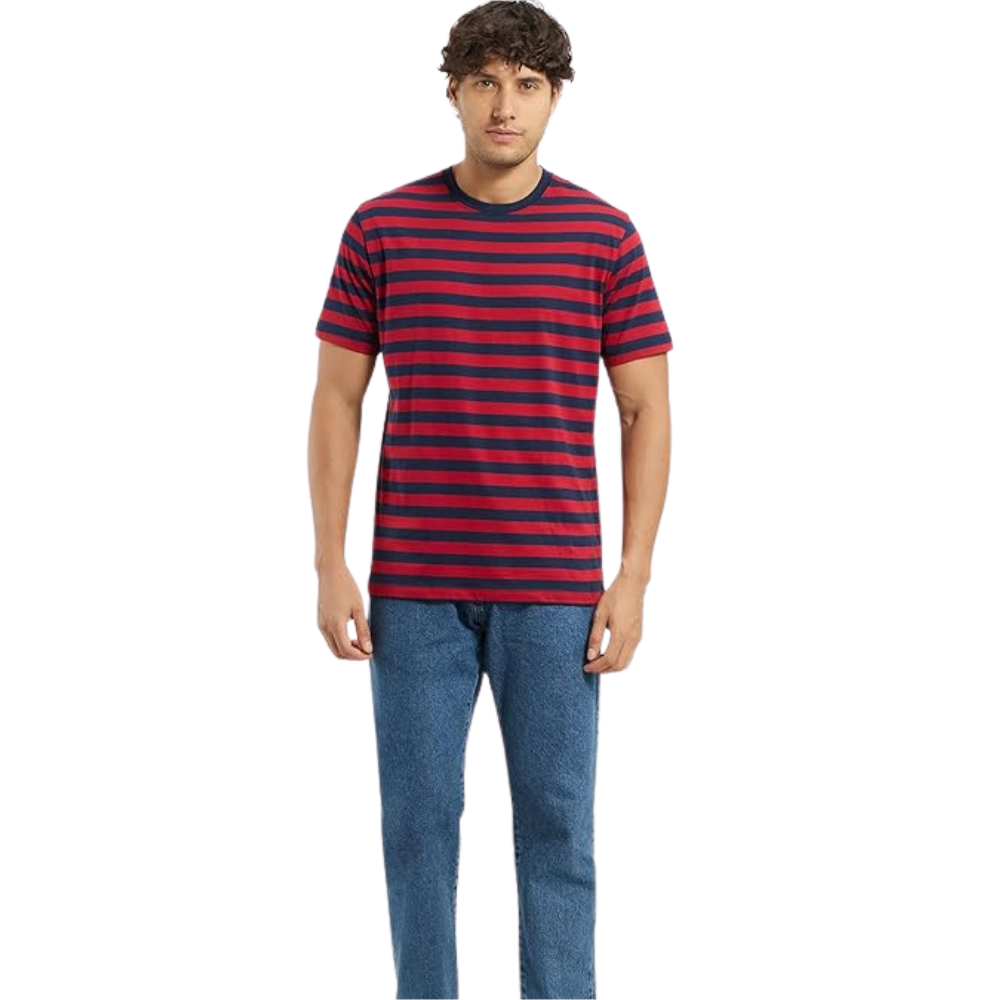 Jockey 2715 Men's Super Combed Cotton Rich Striped Regular Fit Round Neck Half Sleeve T-Shirt