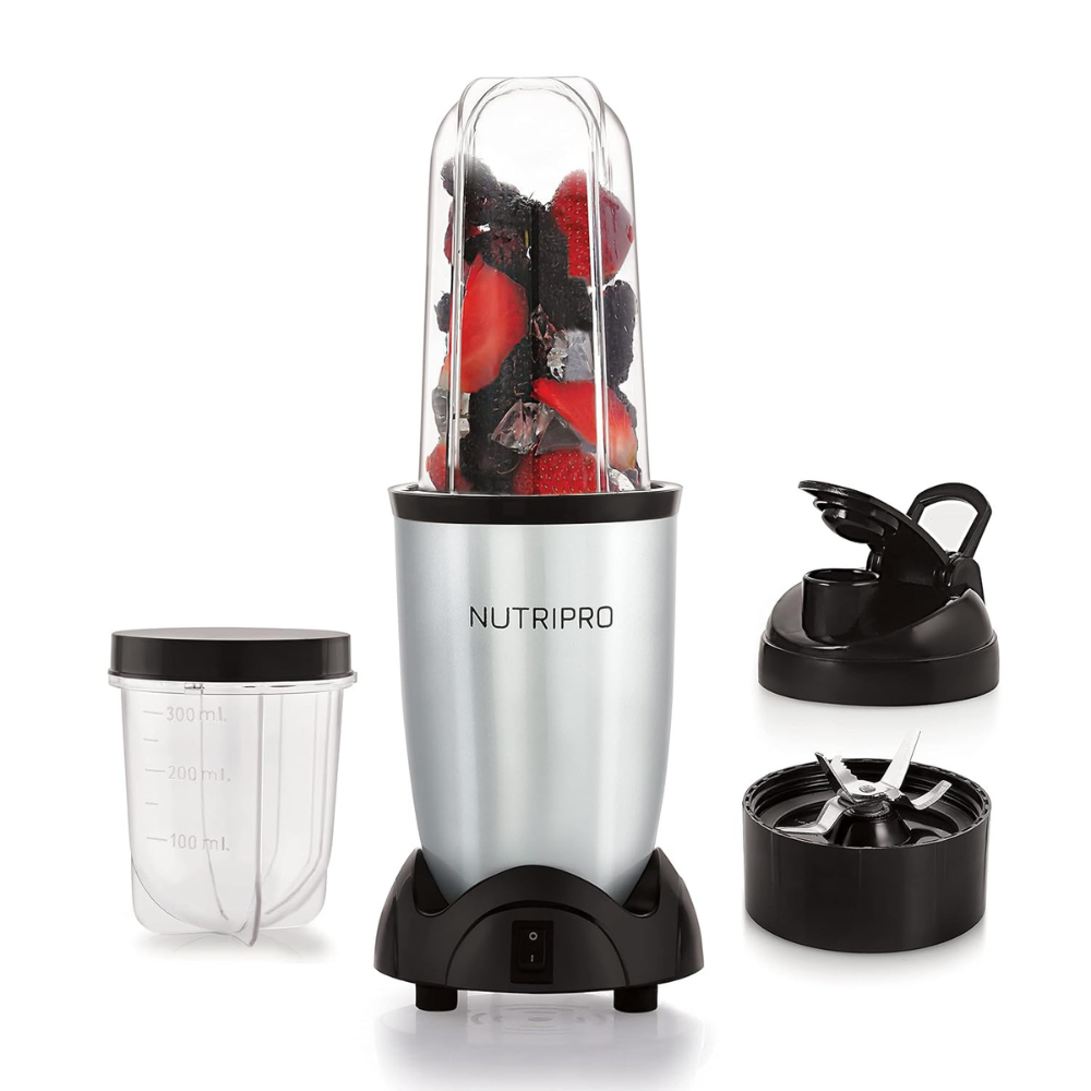 NutriPro Juicer Mixer Grinder - Smoothie Maker - 500 Watts (2 Jars & 1 Blade, Silver)