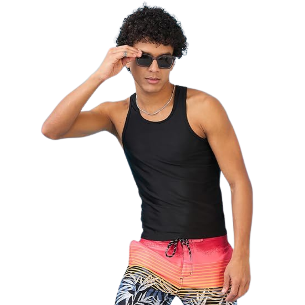 LYCOT Men's Sandow Rash Guard  Nylon Athletic Compression Top for Swimming