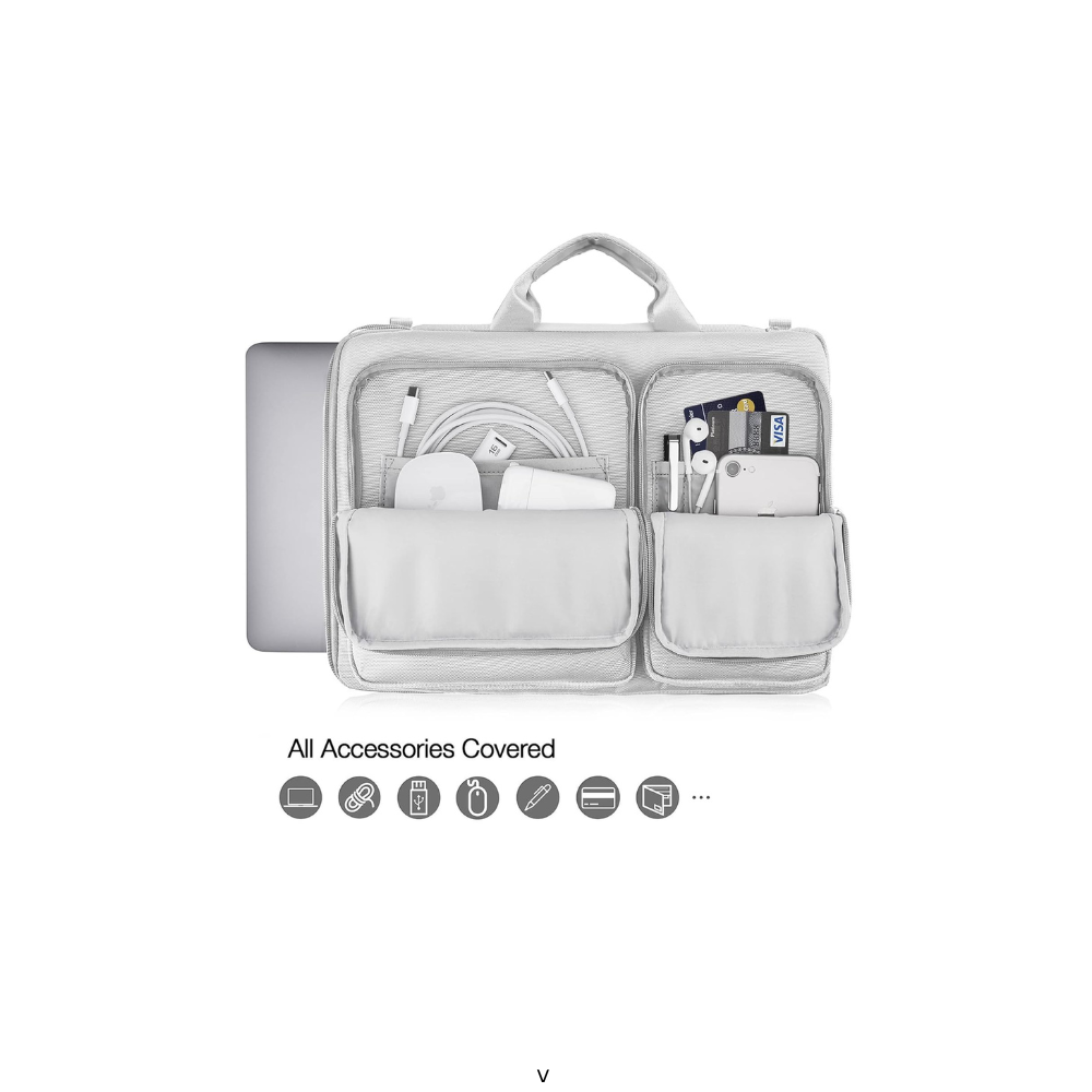 Probus Canvas Dual Pocket Laptop Sleeve Messenger Bag Organizer Compatible with 13.3inch laptop- Silver