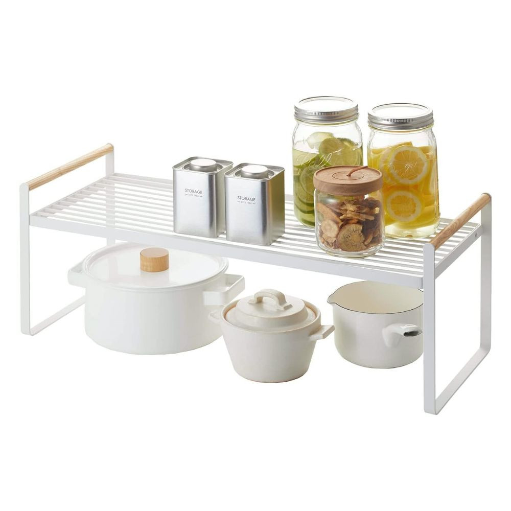 ARHAT ORGANIZERS Beechwood Countertop Organizer|Table Riser Kitcehn Storage Shelves|Home Organization And Storage - For Spice Rack, Cupboard, Closet, Pantry, Corner, Under Sink (Large, White)