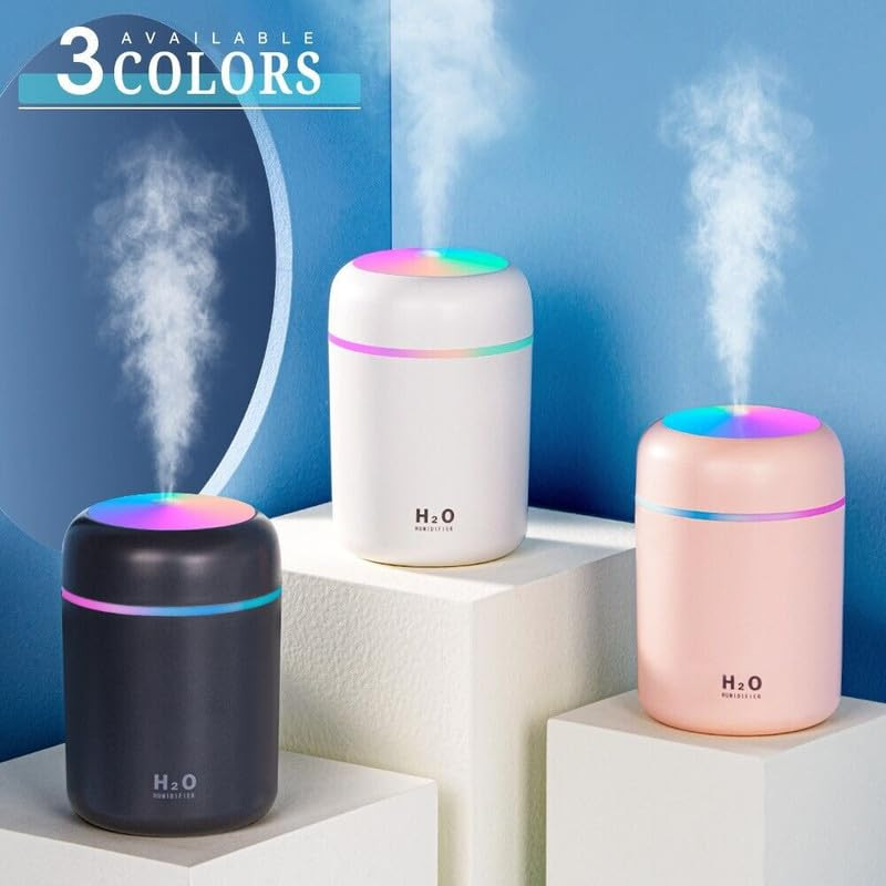 PURE AROMA 300ml Essential Oil Diffuser & Humidifier – Ultrasonic Cool Mist, Quiet Operation, LED Lights – Aromatherapy Air Freshener for Home, Office, Car, Bedroom, Spa & Yoga (H2o_Humidifier)