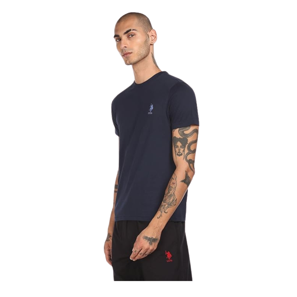 U.S. POLO ASSN. Men Cotton Crew Neck Embroidered Logo I633 Lounge Regular Fit T-Shirt